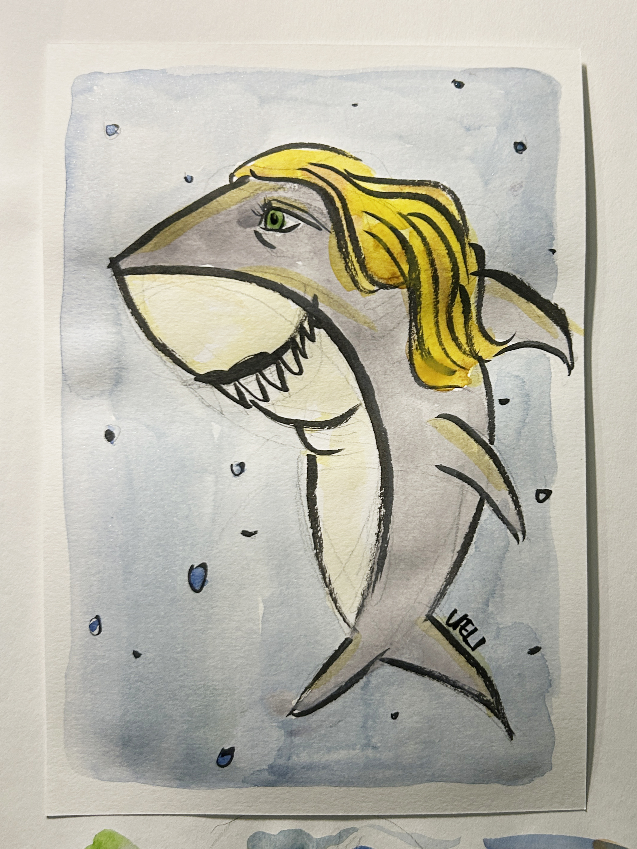 Drawing of a person as an insect