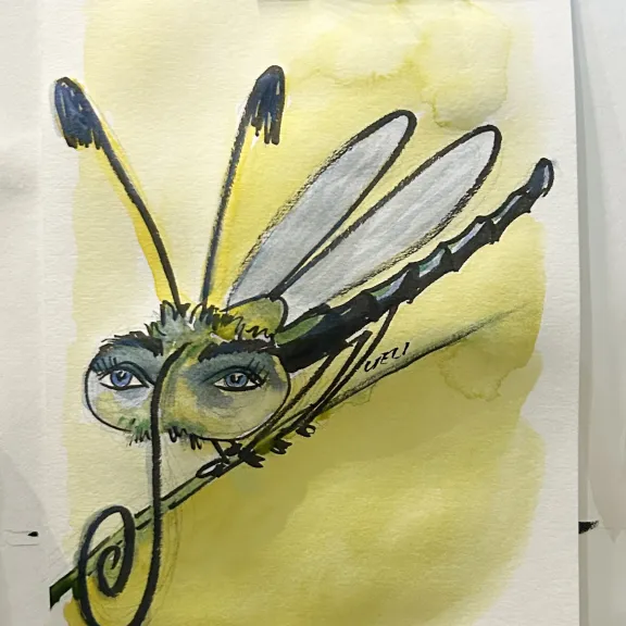 Drawing of a person as an insect