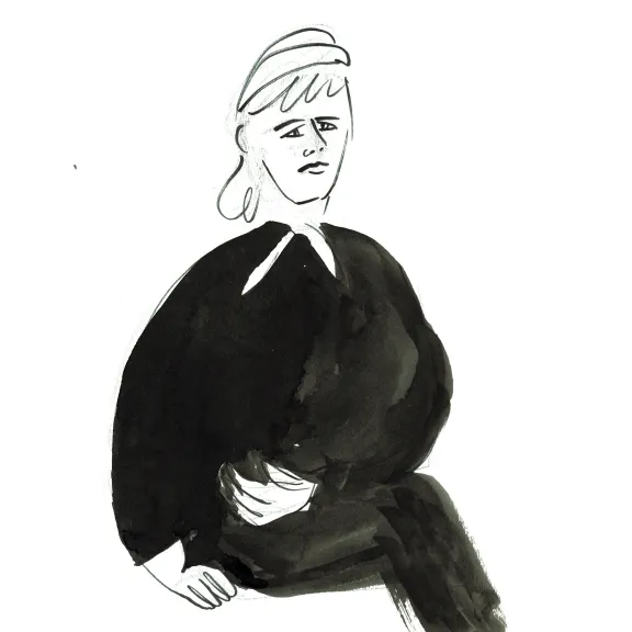 handdrawn portrait of a young woman 