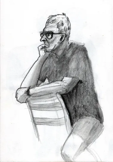 handdrawn portrait, black and white