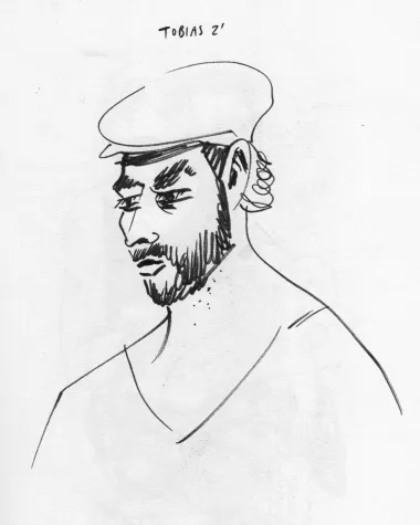 handdrawn portrait, black and white